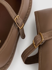 Reiss Taupe Nicole Leather Mary-Jane Shoes - Image 5 of 6