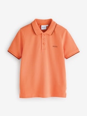 Tricou polo BOSS cu mânecă scurtă, logo și 100% bumbac din pichet - Image 1 of 8