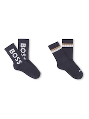 BOSS Blue Logo Socks 2 Pack - Image 1 of 3
