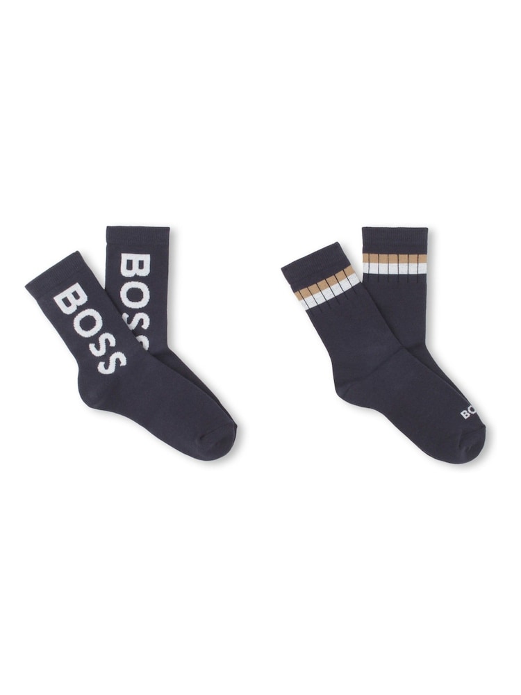 BOSS Blue Logo Socks 2 Pack - Image 1 of 3
