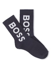 BOSS Blue Logo Socks 2 Pack - Image 3 of 3