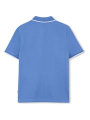 BOSS Blue Logo Short Sleeve Pique 100% Cotton Polo Shirt - Image 2 of 2