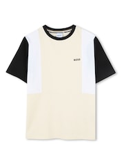 BOSS Natural Colourblock Chest Logo Short Sleeve T-Shirt - Image 1 of 2