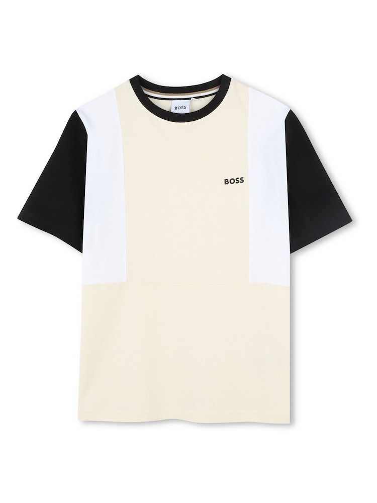 BOSS Natural Colourblock Chest Logo Short Sleeve T-Shirt - Image 1 of 2