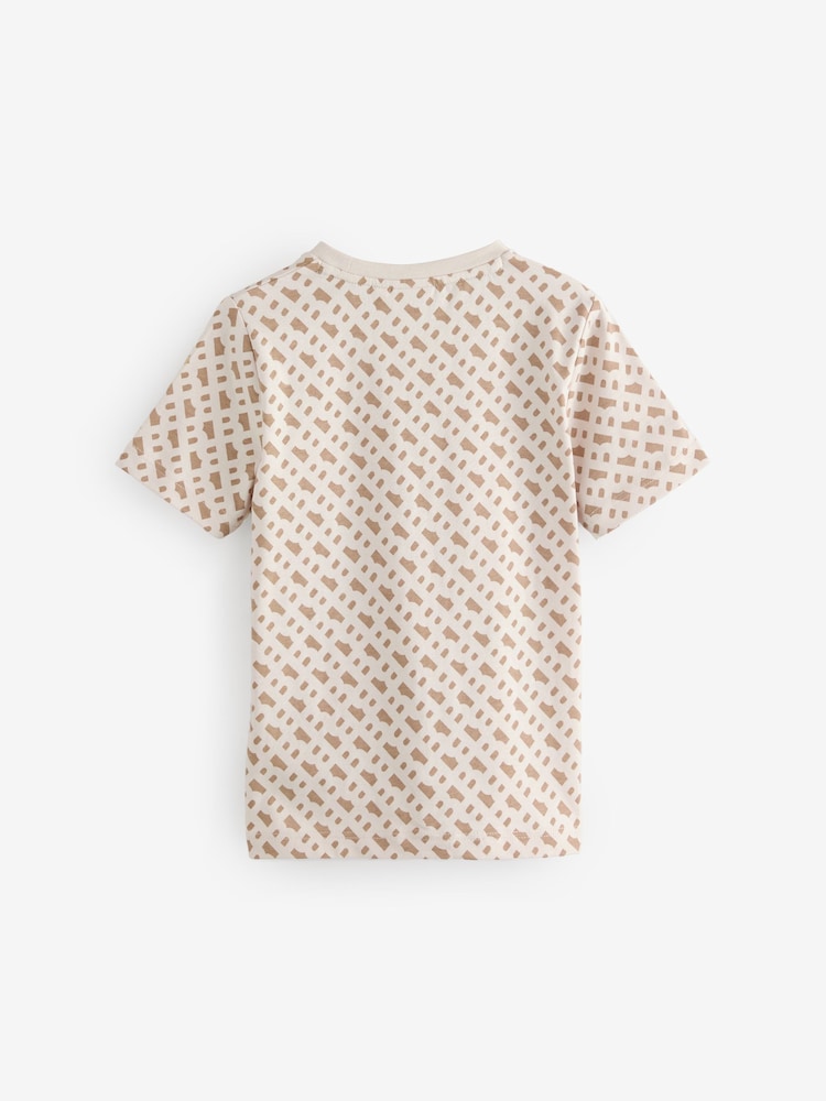BOSS Natural All Over Logo Short Sleeve T-Shirt - Image 2 of 4