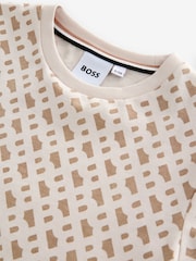 BOSS Natural All Over Logo Short Sleeve T-Shirt - Image 4 of 4
