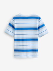 BOSS Blue Striped Short Sleeve Logo T-Shirt - Image 2 of 4