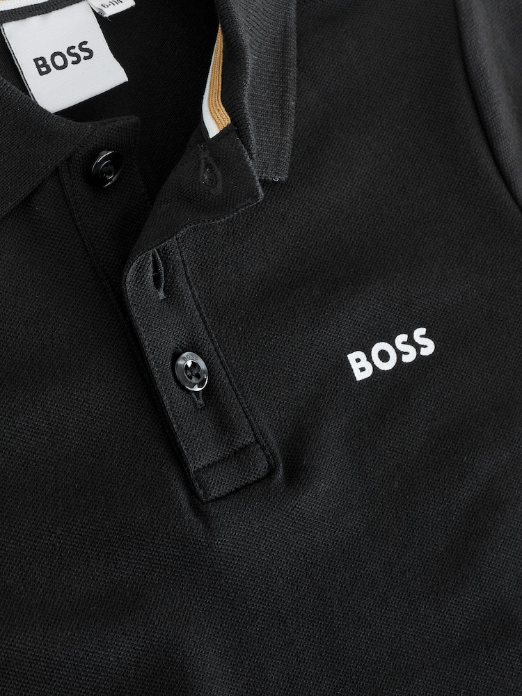 BOSS חולצת פולו פיקה עם שרוולים קצרים ולוגו - תמונה 3 מתוך 3