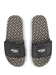 BOSS Black All Over Print Logo Sliders With Touch Fastening - Image 6 of 7