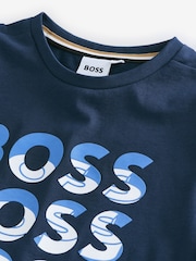 تيشرت بكُم قصير بشعار ثلاثي من BOSS - صورة 3 من 4