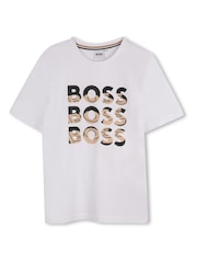BOSS White Triple Logo Short Sleeve T-Shirt - Image 1 of 2