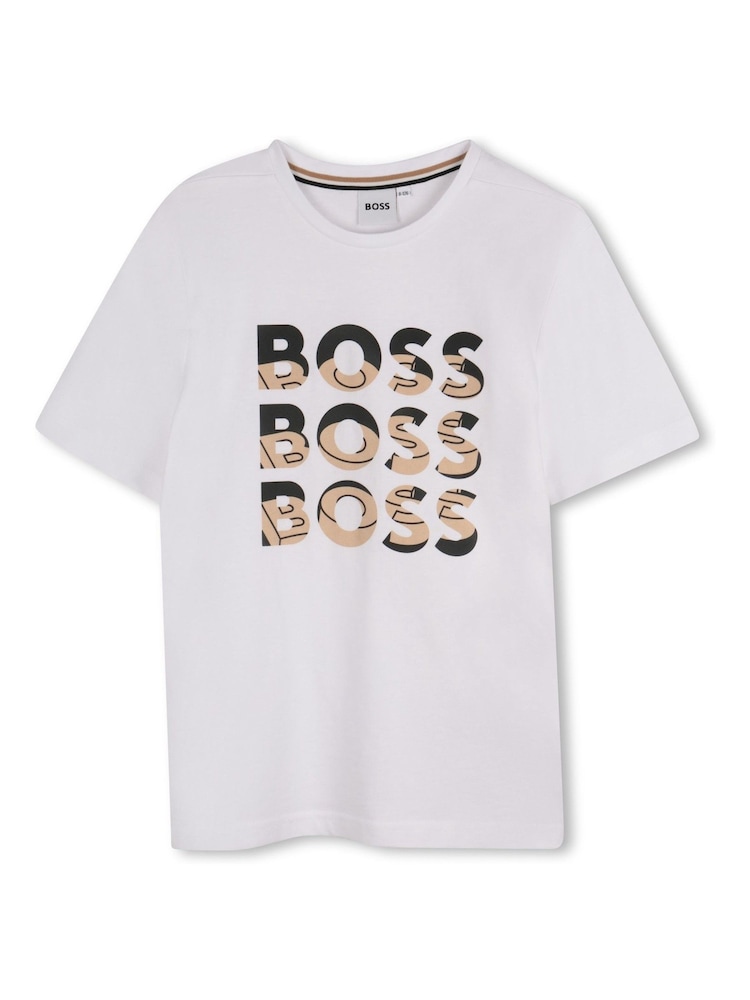 BOSS White Triple Logo Short Sleeve T-Shirt - Image 1 of 2