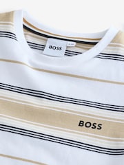 BOSS Natural Striped Short Sleeve Logo T-Shirt - Image 3 of 5