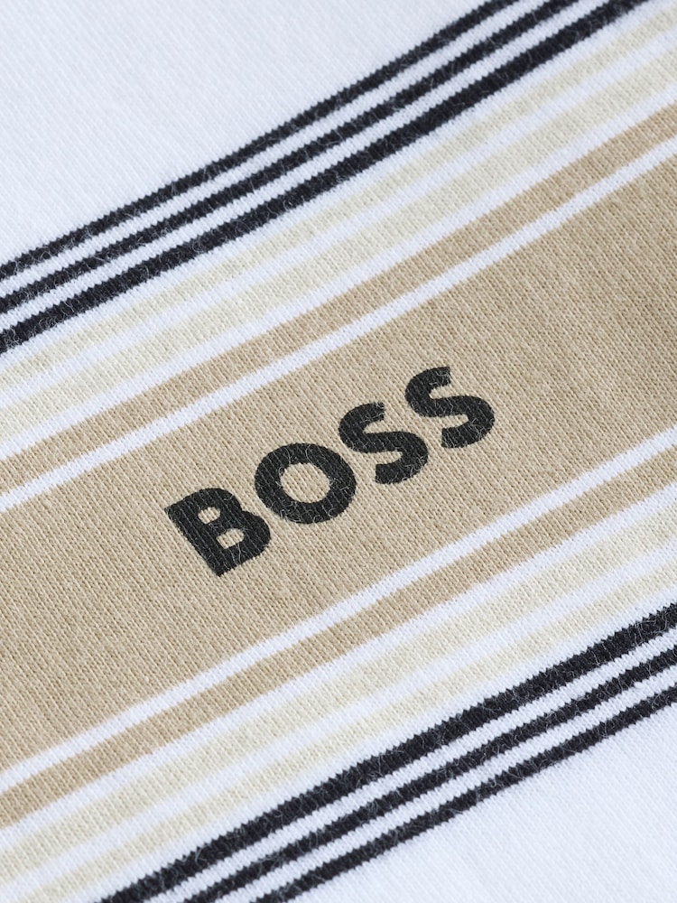 BOSS Natural Striped Short Sleeve Logo T-Shirt - Image 5 of 5 BOSS Natural Striped Short Sleeve Logo T-Shirt - Image 5 of 5