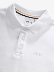 BOSS White Logo Short Sleeve Pique Polo Shirt - Image 3 of 4