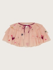 Monsoon Pink Applique Heart Ruffle Cape - Image 2 of 3