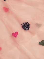 Monsoon Pink Applique Heart Ruffle Cape - Image 3 of 3