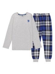 Fanatics Boys Grey Chelsea Check 100% Cotton Long Pant Lounge Set - Image 1 of 3