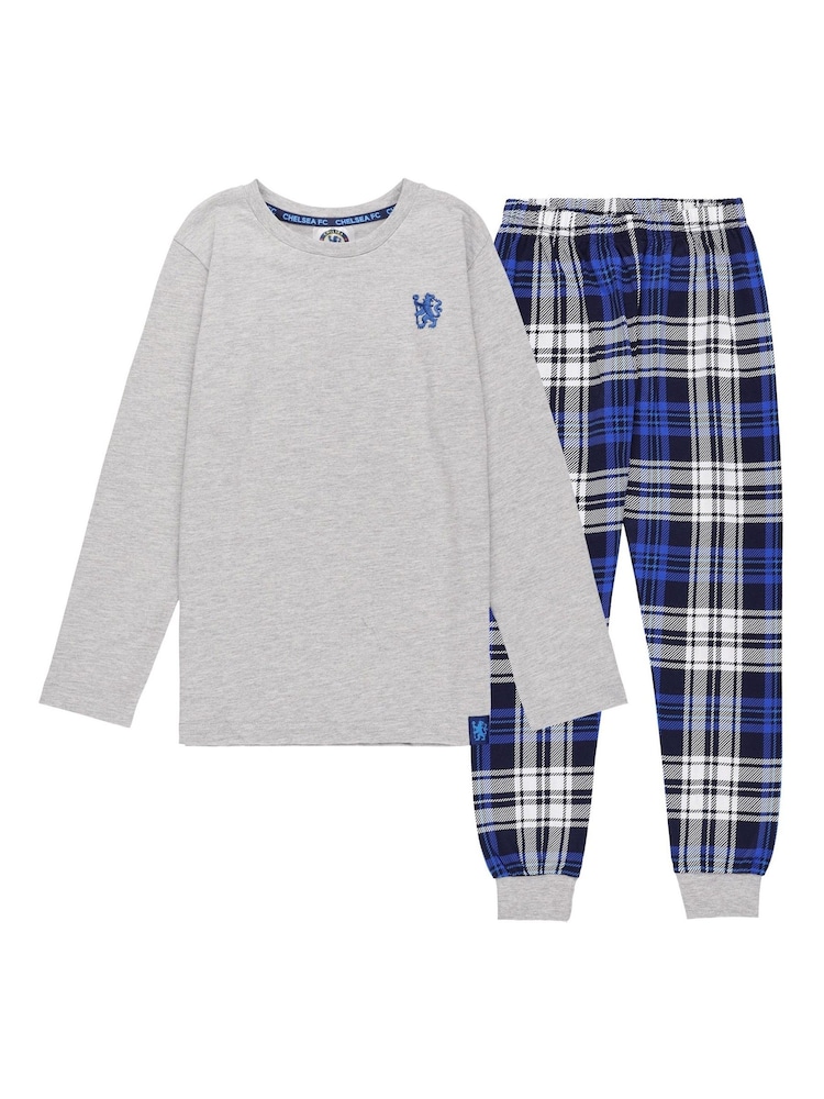 Fanatics Boys Grey Chelsea Check 100% Cotton Long Pant Lounge Set - Image 1 of 3