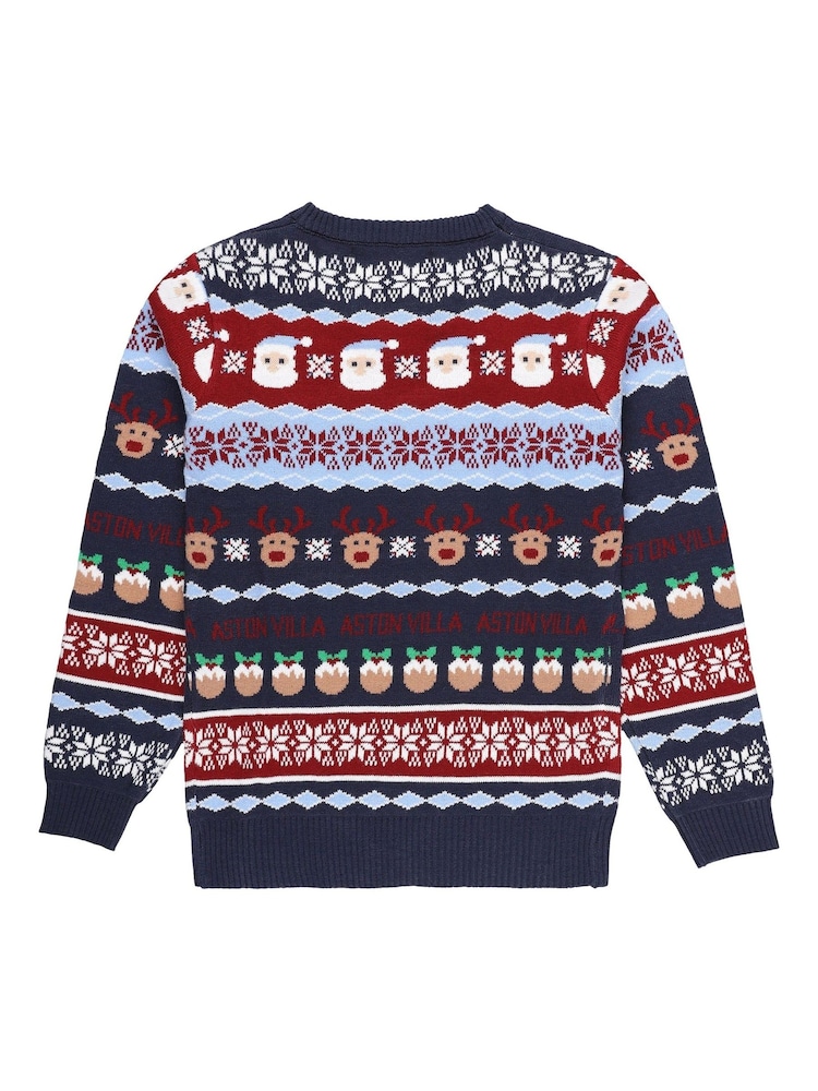Fanatics Kids Blue Aston Villa Fairisle Christmas Jumper - Image 2 of 3
