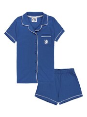 Fanatics Girls Blue Chelsea Button Through 	100% Cotton Pyjamas - Image 1 of 3