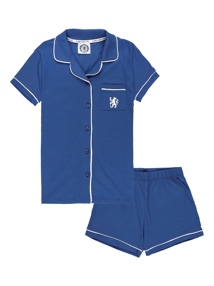 Fanatics Girls Blue Chelsea Button Through 	100% Cotton Pyjamas - Image 1 of 3