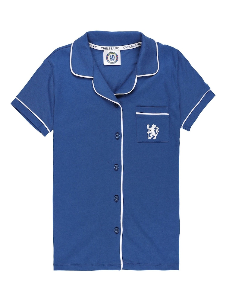 Fanatics Girls Blue Chelsea Button Through 	100% Cotton Pyjamas - Image 3 of 3