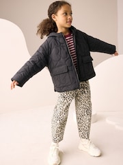 Black Shower Resistant Heart Quilt Padded Jacket (3-16yrs) - Image 2 of 9