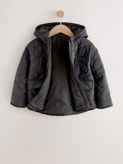 Black Shower Resistant Heart Quilt Padded Jacket (3-16yrs) - Image 6 of 9