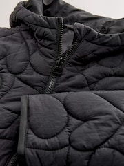 Black Shower Resistant Heart Quilt Padded Jacket (3-16yrs) - Image 8 of 9