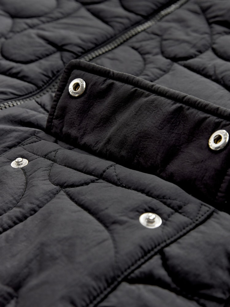 Black Shower Resistant Heart Quilt Padded Jacket (3-16yrs) - Image 9 of 9