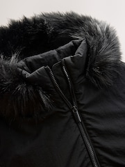 Black Shower Resistant Puffball Hem Padded Coat (3-16yrs) - Image 6 of 6