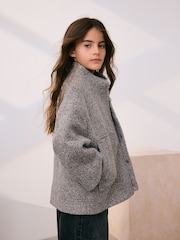 Grey Short Bomber Jacket With Wool (3-16yrs) - Image 2 of 4