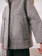 Grey Short Bomber Jacket With Wool (3-16yrs) - Image 4 of 4