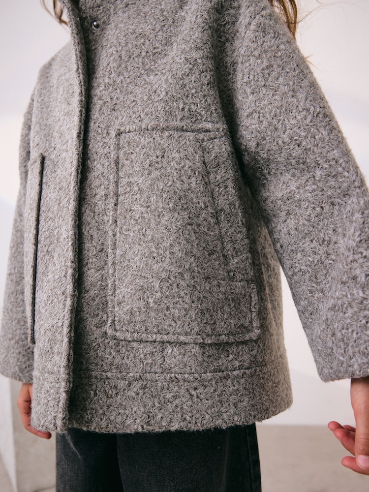 Grey Short Bomber Jacket With Wool (3-16yrs) - Image 4 of 4