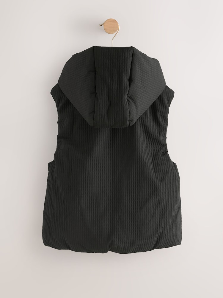 Black Textured Hooded Gilet (3-16yrs) - Image 10 of 10