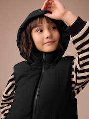 Black Textured Hooded Gilet (3-16yrs) - Image 4 of 10
