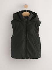 Black Textured Hooded Gilet (3-16yrs) - Image 8 of 10
