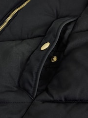 Black Shower Resistant Faux Fur Trim Padded Coat (3-16yrs) - Image 12 of 12