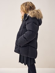 Black - Shower Resistant Faux Fur Trim Padded Coat (3-16yrs) - Image 3 of 5