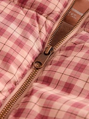 Tan/Red Shower Resistant Check Padded Coat (3-16yrs) - Image 6 of 7