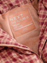 Tan/Red Shower Resistant Check Padded Coat (3-16yrs) - Image 7 of 7