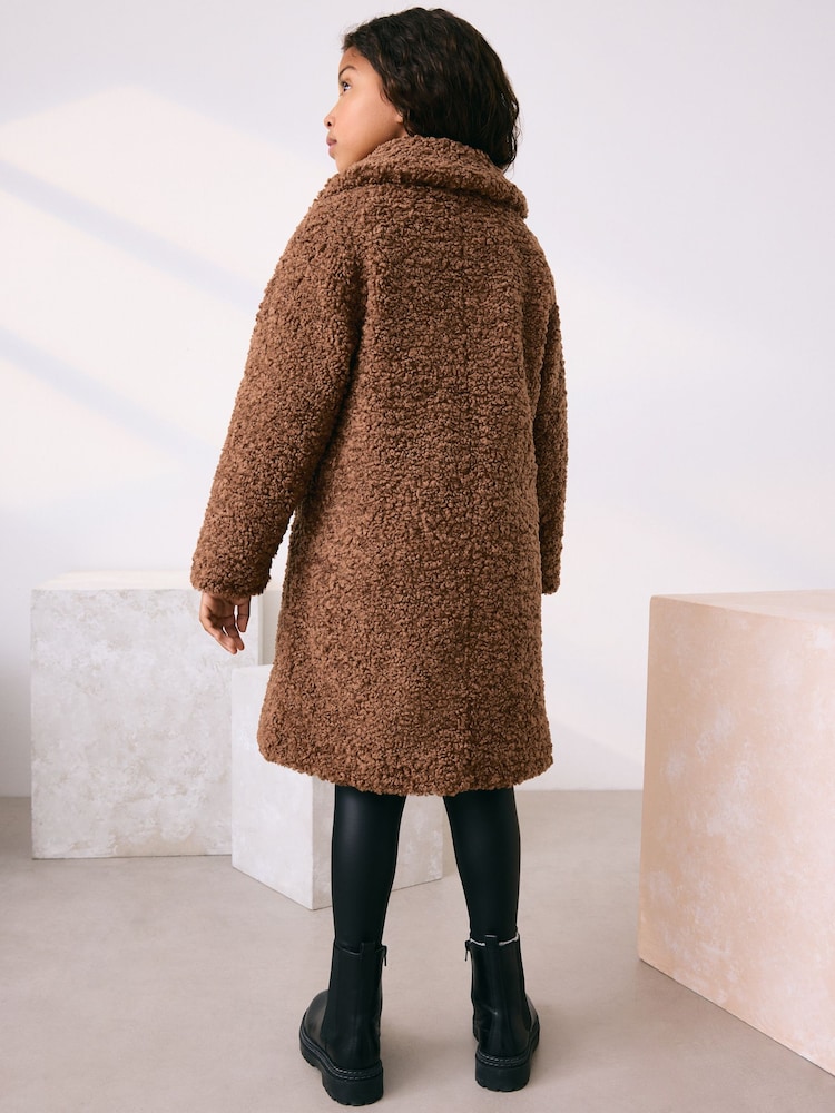 Buy Camel Longline Teddy Borg Fleece Coat (3-16yrs) from Next USA
