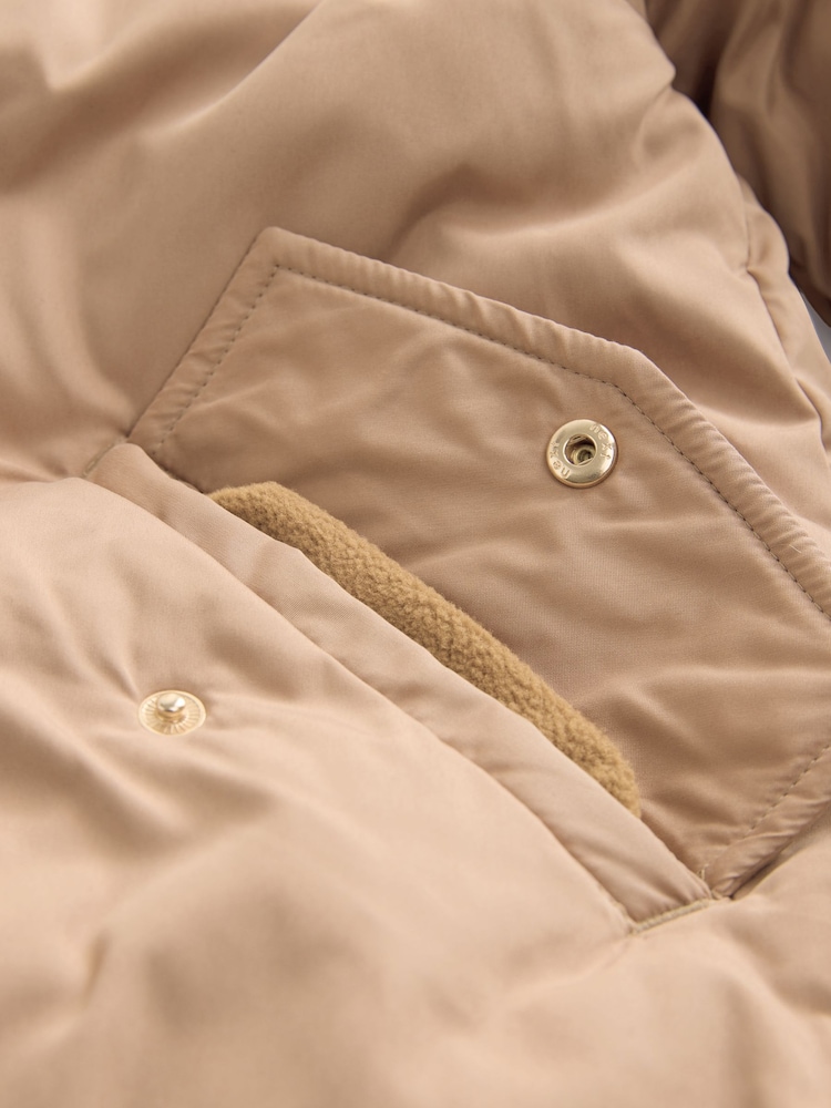 Tan Brown Shower Resistant Borg Collar Padded Coat (3-16yrs) - Image 12 of 12 Tan Brown Shower Resistant Borg Collar Padded Coat (3-16yrs) - Image 12 of 12