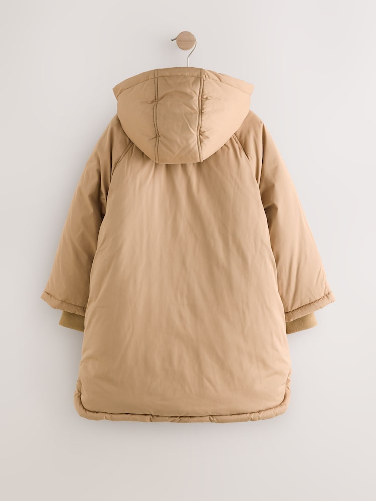 Tan Brown Shower Resistant Borg Collar Padded Coat (3-16yrs) - Image 2 of 11 Tan Brown Shower Resistant Borg Collar Padded Coat (3-16yrs) - Image 2 of 11