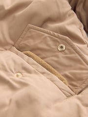 Tan Brown Shower Resistant Borg Collar Padded Coat (3-16yrs) - Image 7 of 7