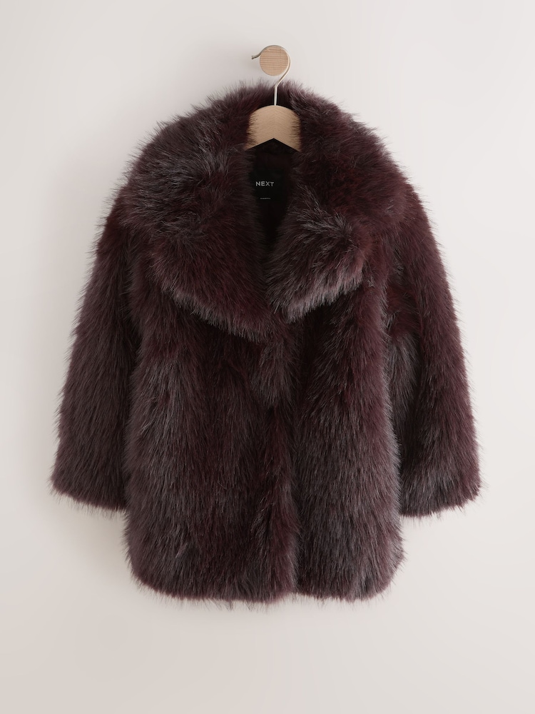 Chocolate Brown Faux Fur Coat (3-16yrs) - Image 1 of 5