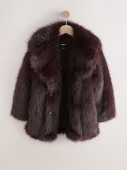 Chocolate Brown Faux Fur Coat (3-16yrs) - Image 2 of 5