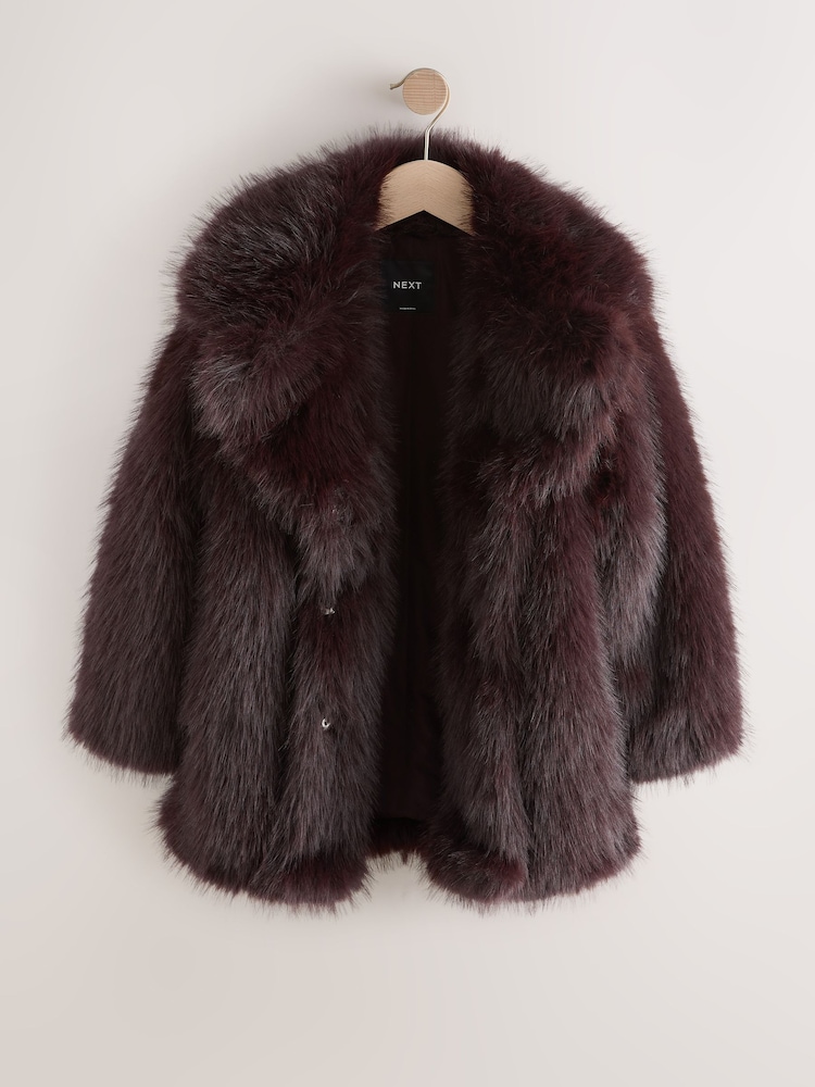 Chocolate Brown Faux Fur Coat (3-16yrs) - Image 2 of 5