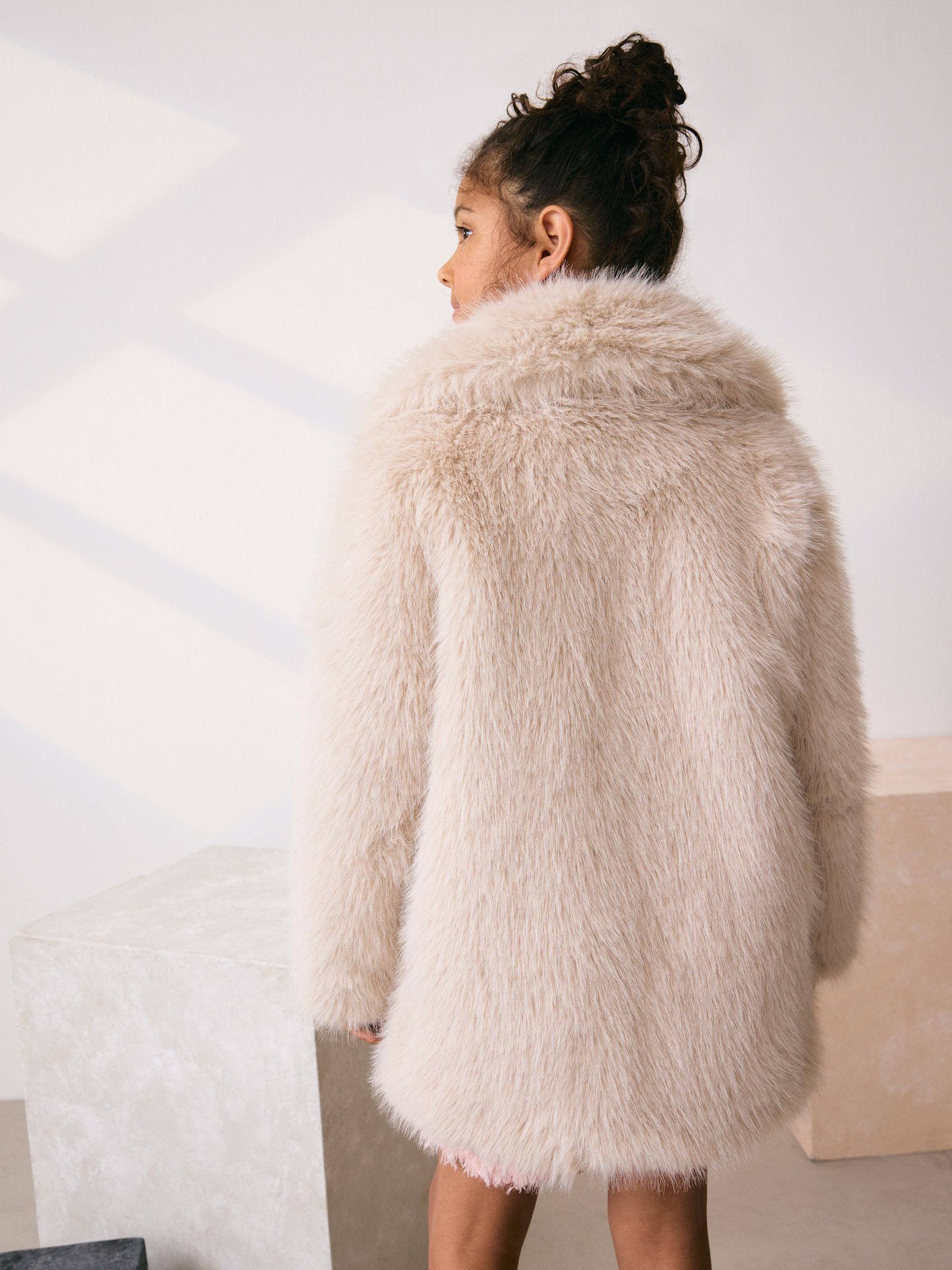 Buy Cream Faux Fur Coat (3-16yrs) from Next USA